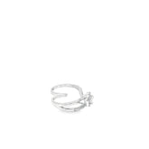 14K WHITE GOLD .65CT PEAR SHAPE AND .53CT ROUND DIAMOND TWO FINGER RING